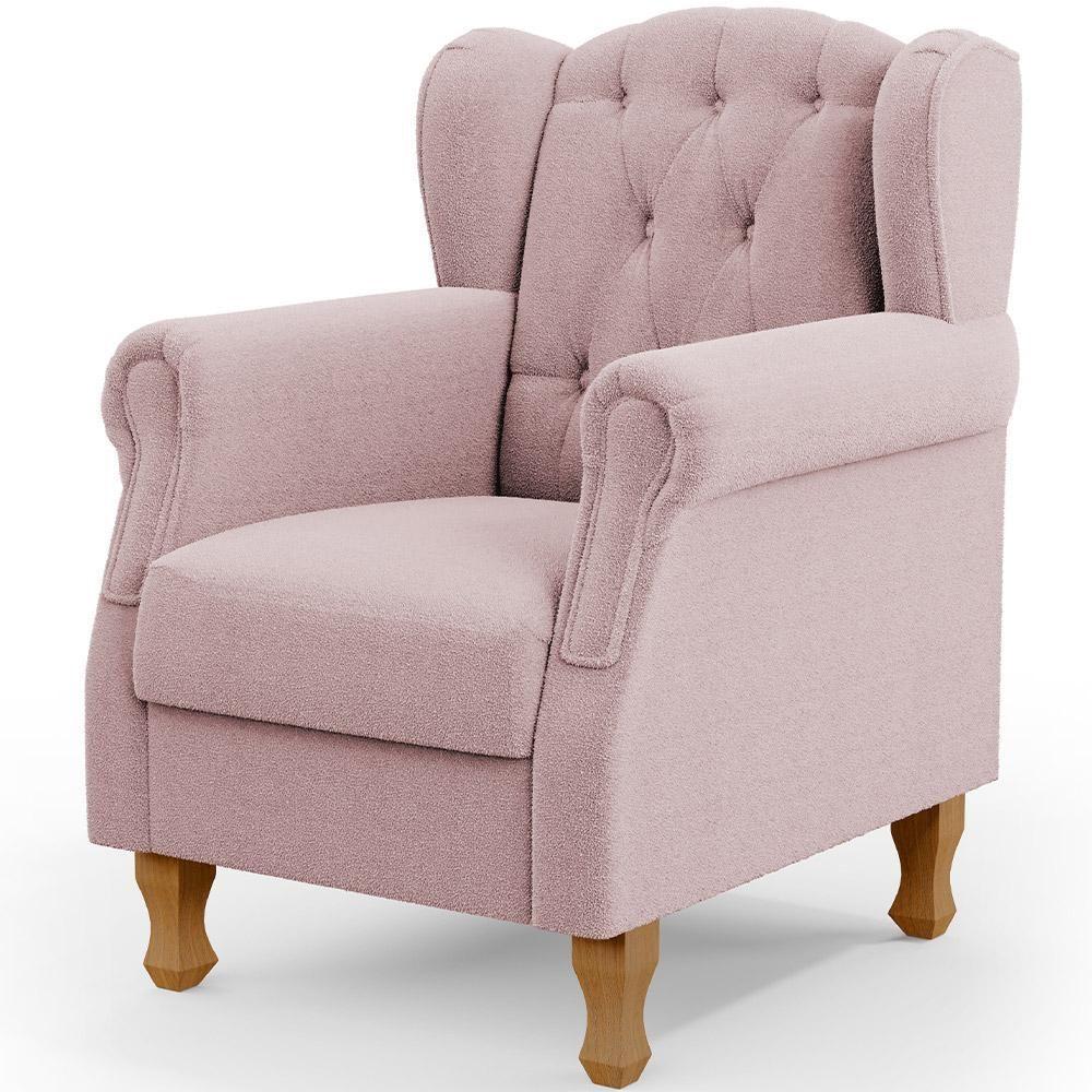 Kit 02 Poltronas Decorativa Para Sala De Estar Yara P02 Bouclê Rosê - Lyam Decor - 5