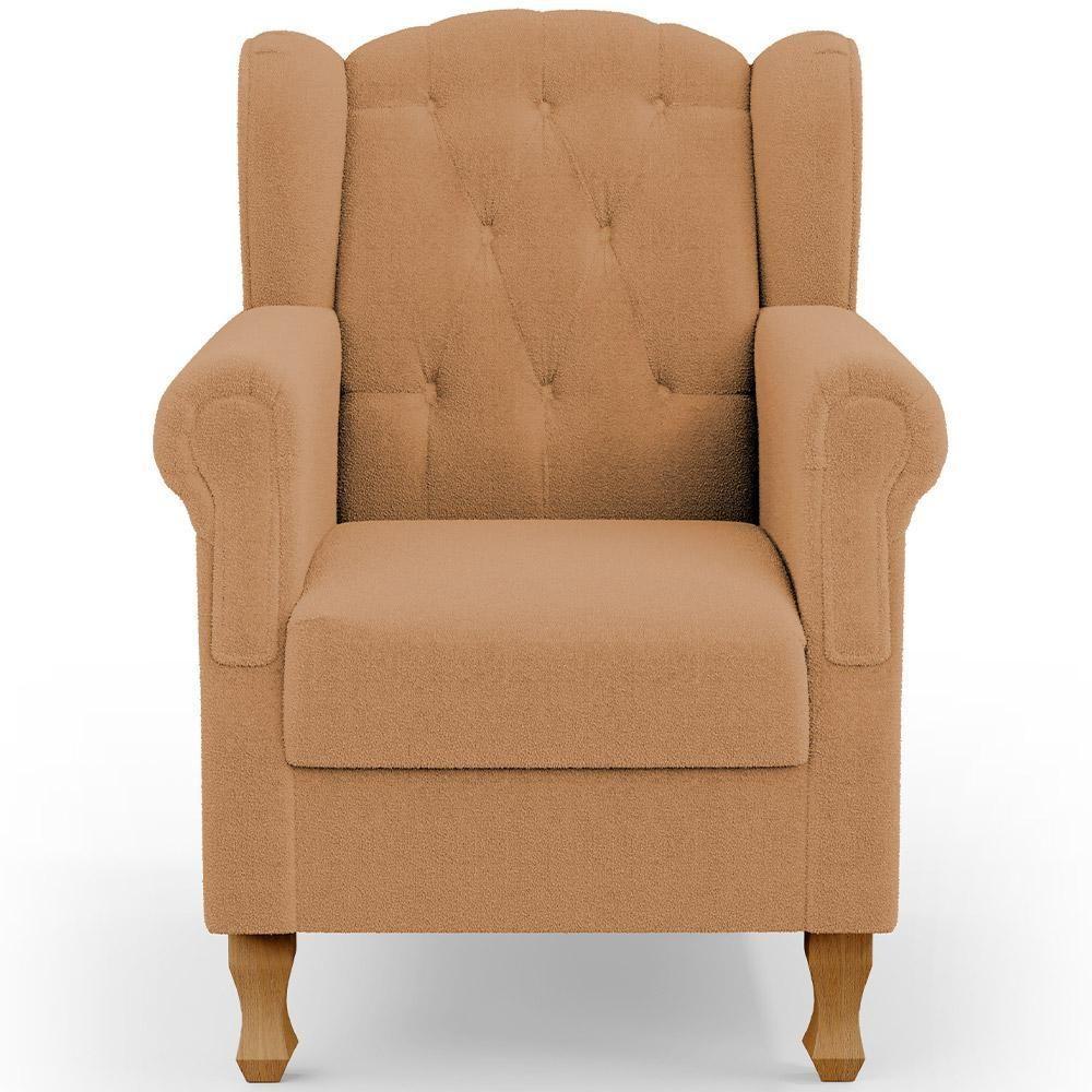 Kit 02 Poltronas Decorativa Para Sala De Estar Yara P02 Bouclê Mostarda - Lyam Decor - 3