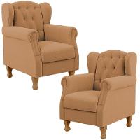 Kit 02 Poltronas Decorativa Para Sala De Estar Yara P02 Bouclê Mostarda - Lyam Decor - 1