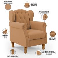 Kit 02 Poltronas Decorativa Para Sala De Estar Yara P02 Bouclê Mostarda - Lyam Decor - 8