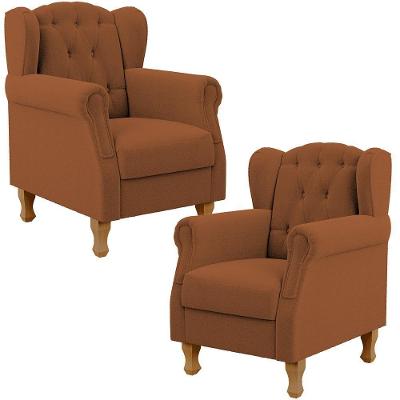Kit 2 Poltronas Decorativas Yara P02 Bouclê Terracota Lyam Decor