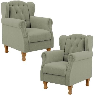 Kit 2 Poltronas Decorativas Yara P02 Bouclé Oliva Lyam Decor