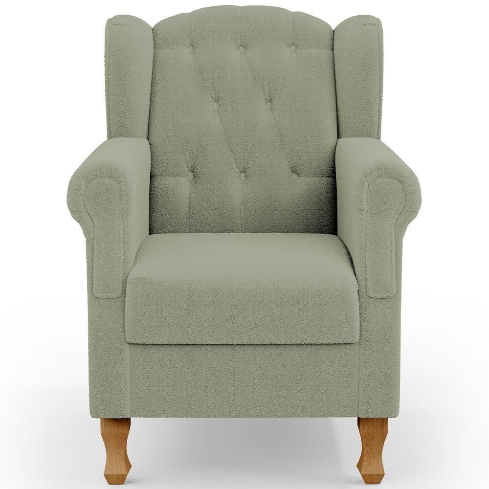 Poltrona Decorativa Para Sala De Estar Yara P02 Bouclê Oliva - Lyam Decor - 4