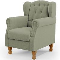 Poltrona Decorativa Para Sala De Estar Yara P02 Bouclê Oliva - Lyam Decor - 1