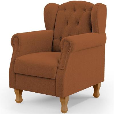 Poltrona Decorativa Yara P02 Sala de Estar Bouclê Terracota Lyam Decor