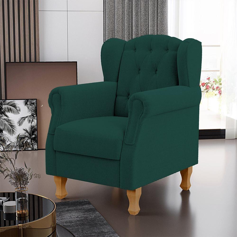 Poltrona Decorativa Para Sala De Estar Yara P02 Bouclê Verde - Lyam Decor - 5