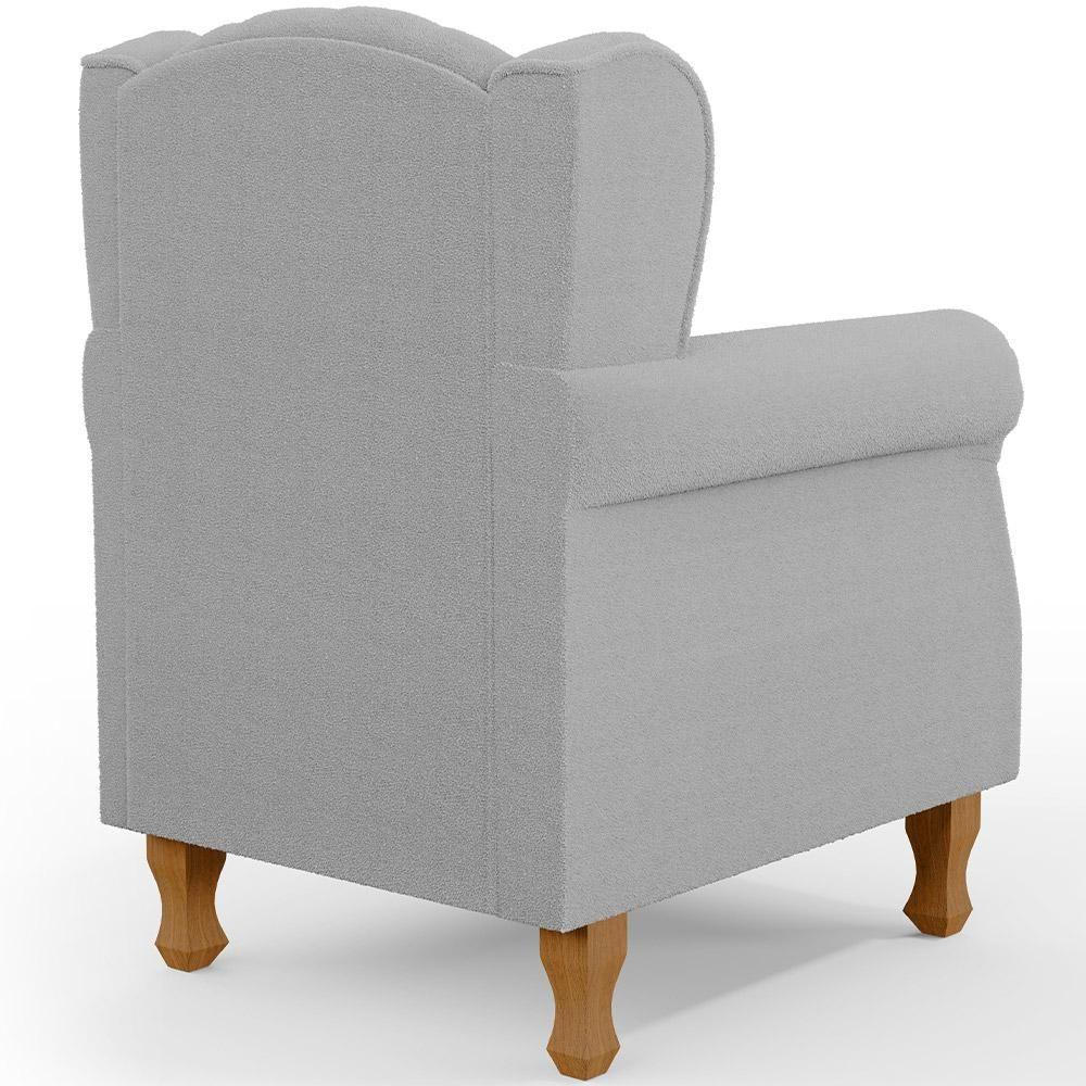 Kit 02 Poltronas Decorativa Para Sala De Estar Yara P02 Bouclê Cinza - Lyam Decor - 2