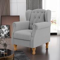 Kit 02 Poltronas Decorativa Para Sala De Estar Yara P02 Bouclê Cinza - Lyam Decor - 6