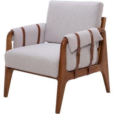 Poltrona Decorativa Aymê L02 Para Sala De Estar Linho Cinza Lyam Decor