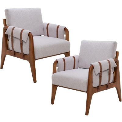Kit 2 Poltronas Decorativas Aymê L02 Linho Cinza Lyam Decor
