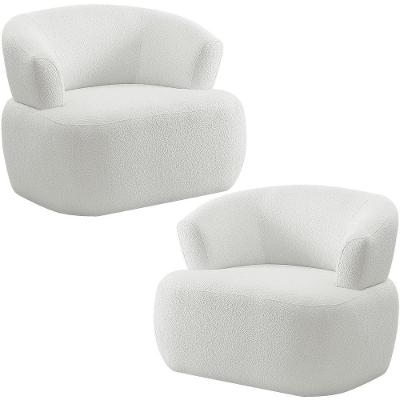 Kit 02 Poltronas Giratória Orgânica Florea M05 Tecido Bouclê Creme Lyam Decor