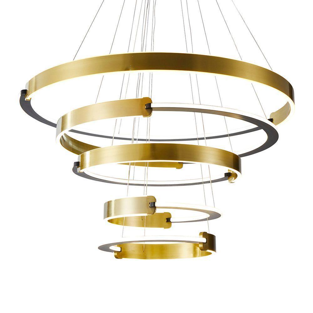 Lustre Pendente Nordecor Uoli 2575 Preto - Ouro Fosco Led Bivolt - 1