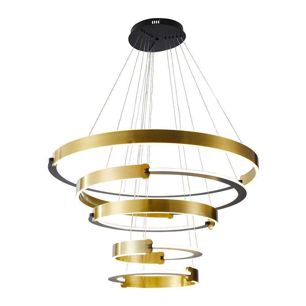 Lustre Pendente Nordecor Uoli 2575 Preto - Ouro Fosco Led Bivolt - 3