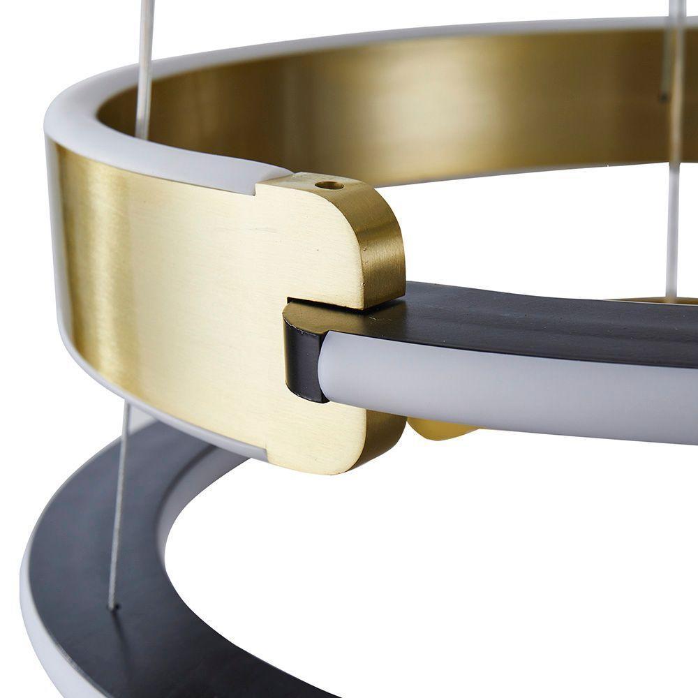 Lustre Pendente Nordecor Uoli 2575 Preto - Ouro Fosco Led Bivolt - 4