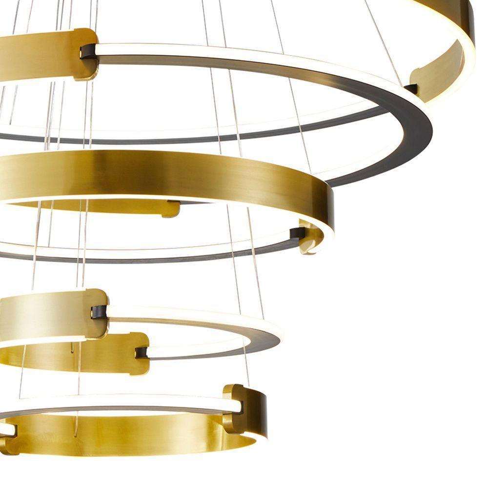 Lustre Pendente Nordecor Uoli 2575 Preto - Ouro Fosco Led Bivolt - 5