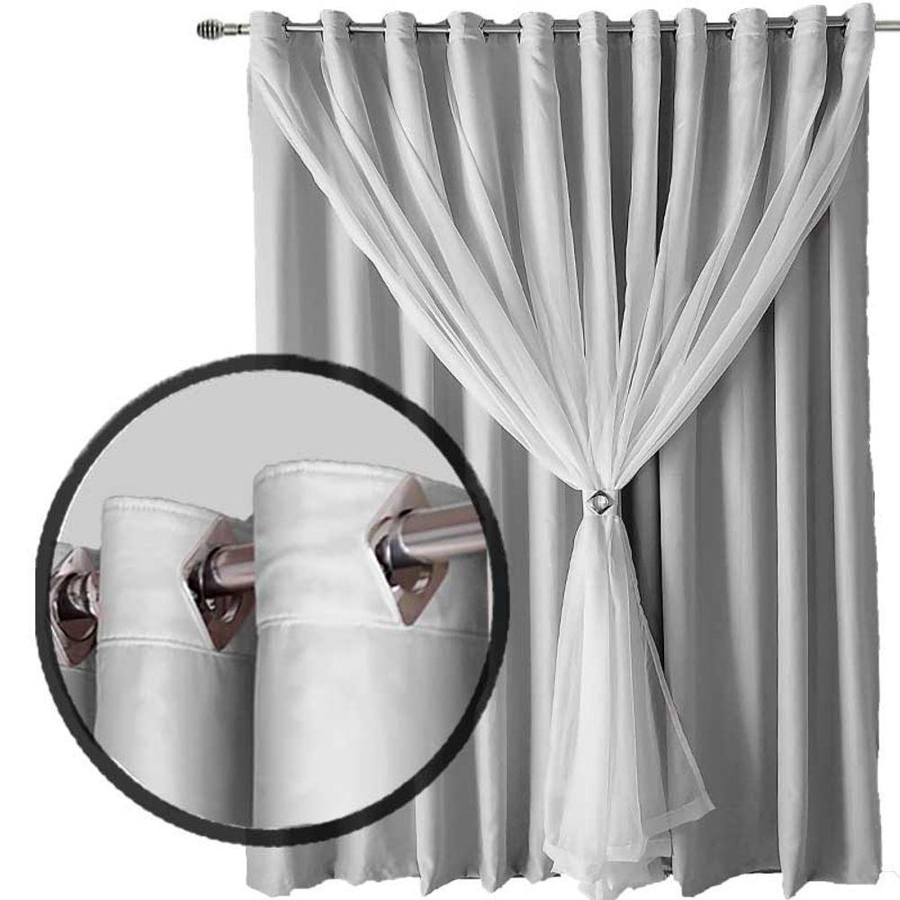 Cortina Sala E Quarto 3,50x2,30 Tecido Blackout Ana Branco - 3
