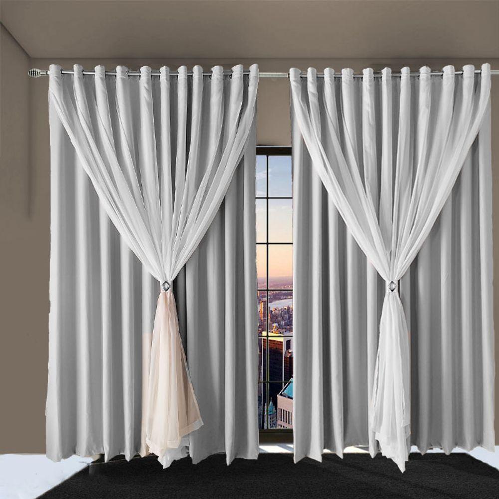 Cortina Sala E Quarto 3,50x2,30 Tecido Blackout Ana Branco - 5