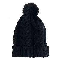 Touca De Frio Com Pompom Preta Gorro De Lã Tricot Inverno - 1