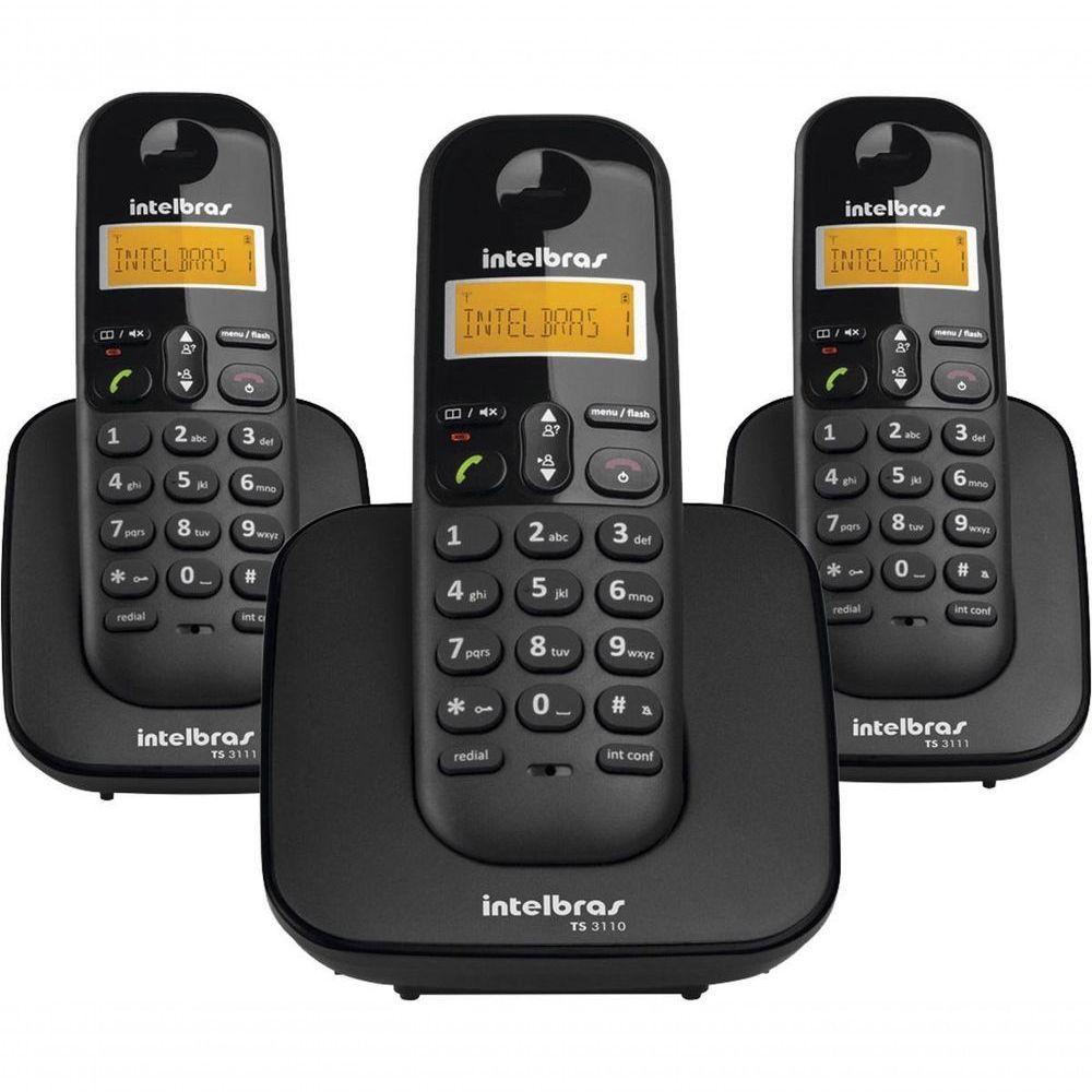 Telefone Sem Fio C- Identificador De Chamadas + 2 Ramais Ts3113 Preto 4123103 - 1