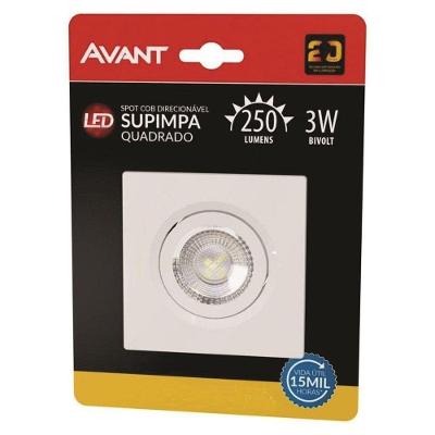 Spot Led Embutir Quadrado 3w Direcionável 3000k Luz Amarela Avant