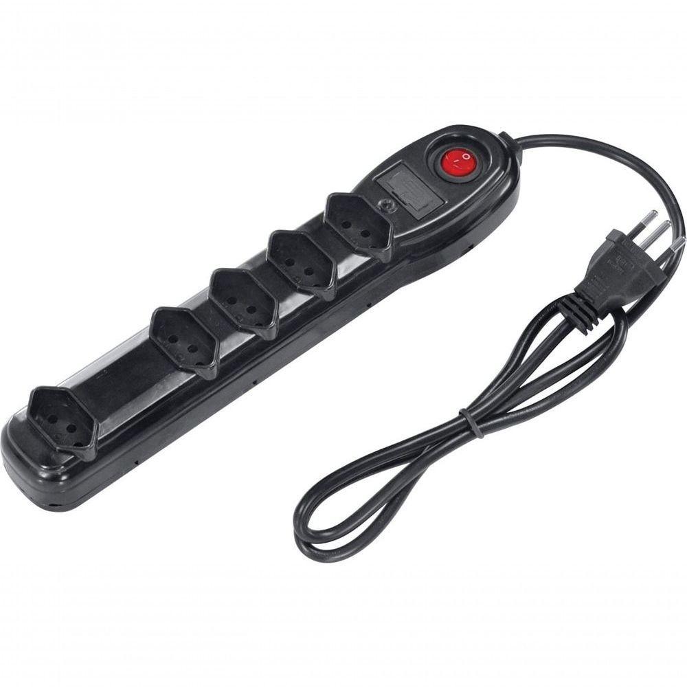 Filtro De Linha 5 Tomadas Com Fusível E Chave Cabo Pp 3x0,75 0,75m Fl5t Pacote Plástico - 1