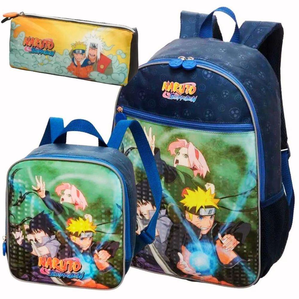 Kit Mochila Costas Lancheira Estojo Simples Infantil Escolar Menino Naruto Jiraya Time 7 - 1