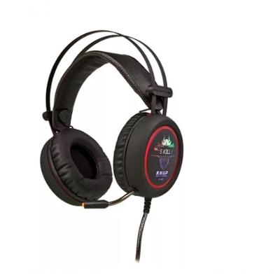 Fone De Ouvido Gamer Knup Kp-401 Preto Vermelho Com Luz Led