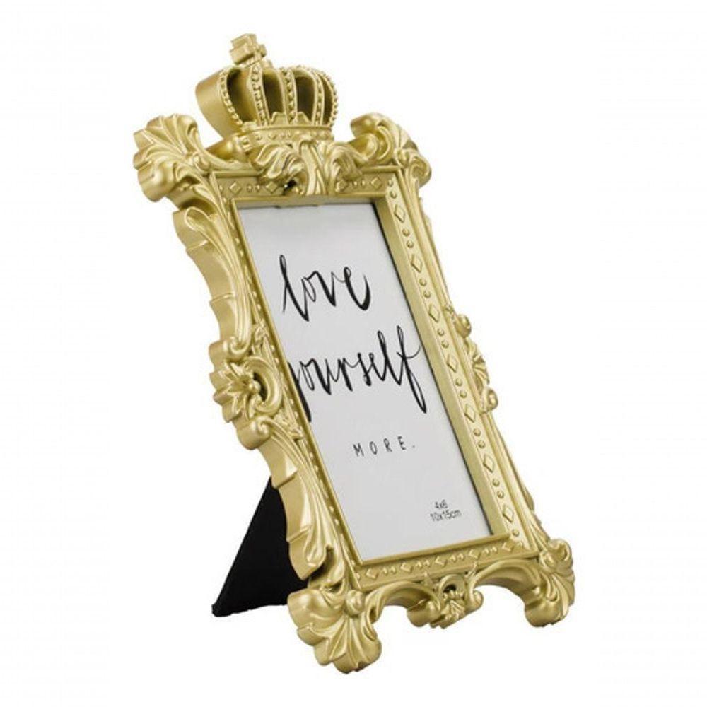 Porta Retrato Plástico Coroa Dourada 1 Foto 10x15cm - 1