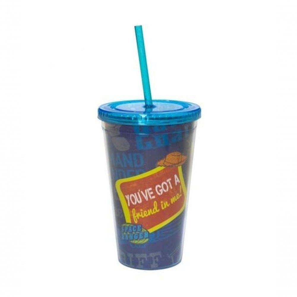 Copo Com Canudo Toy Story 450ml Azul - Disney - 3