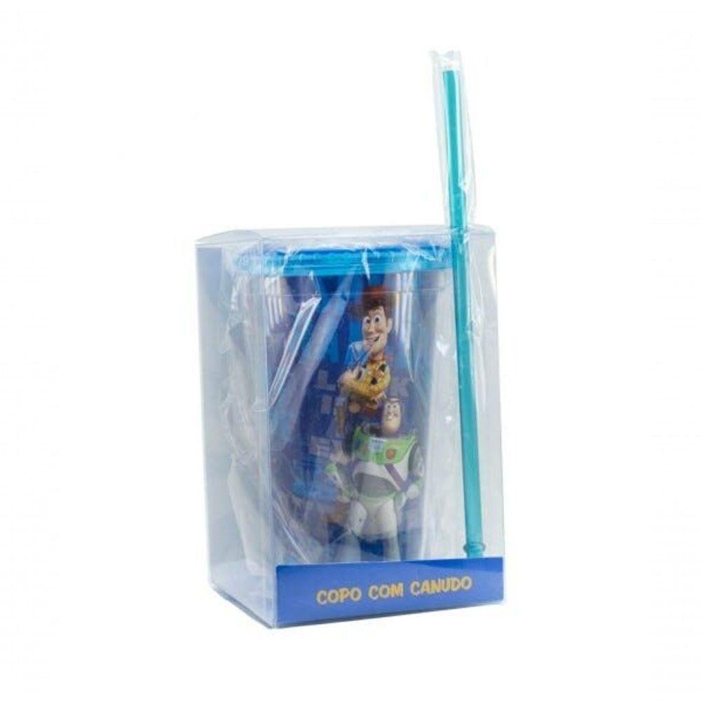 Copo Com Canudo Toy Story 450ml Azul - Disney - 5
