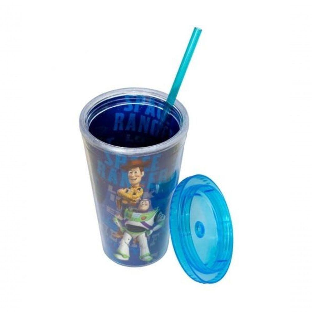 Copo Com Canudo Toy Story 450ml Azul - Disney - 6