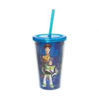 Copo Com Canudo Toy Story 450ml Azul - Disney - 1