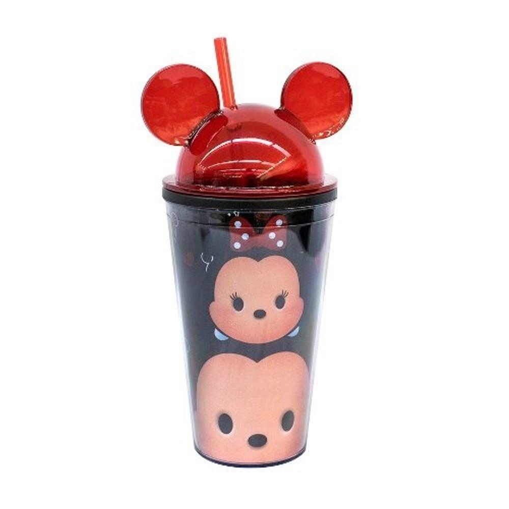 Copo Preto Canudo E Orelhas Mickey & Minnie Tsum Tsum 450 Ml - 1