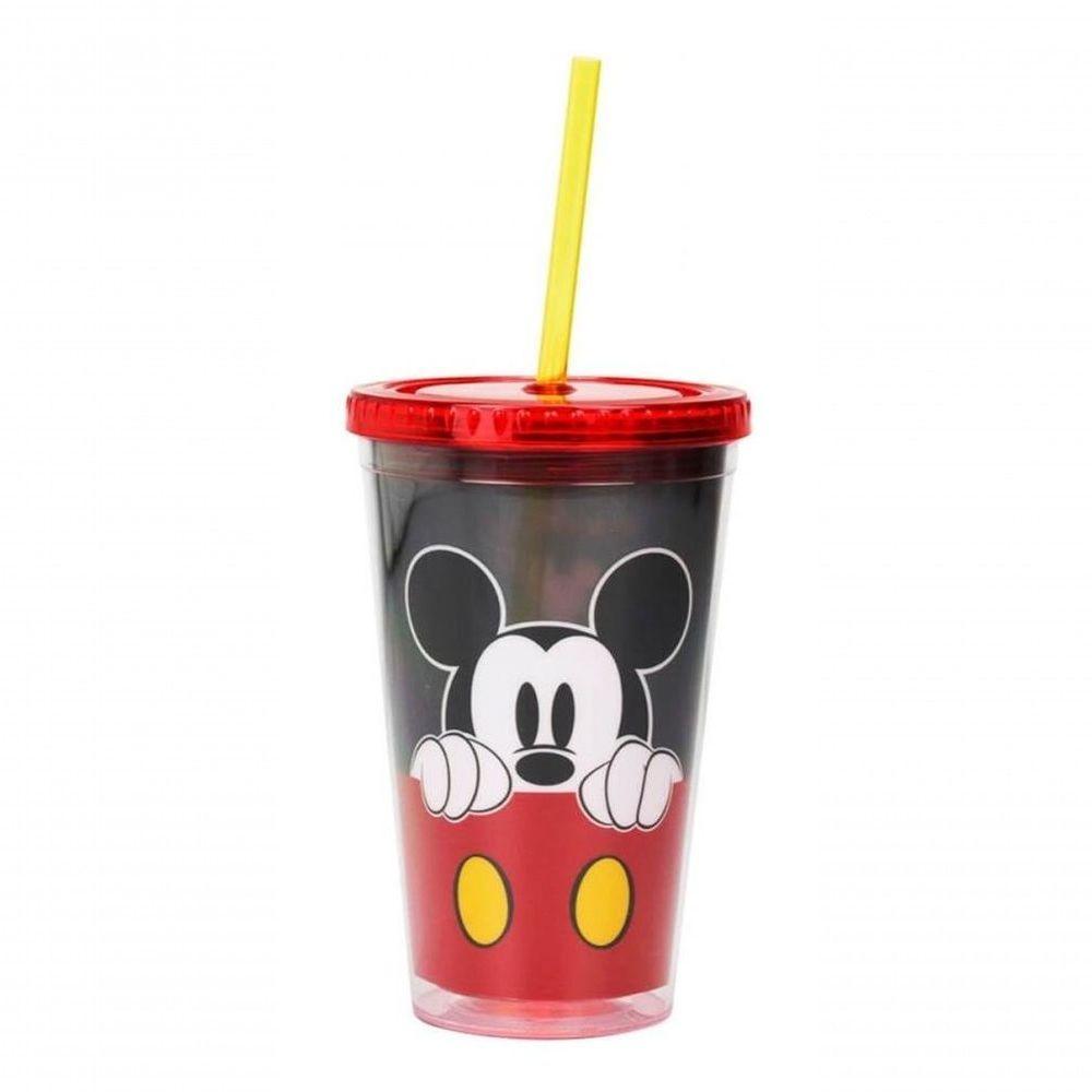 Copo Canudo Infantil Mickey Rosto 450ml Disney - 1