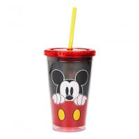 Copo Canudo Infantil Mickey Rosto 450ml Disney - 1