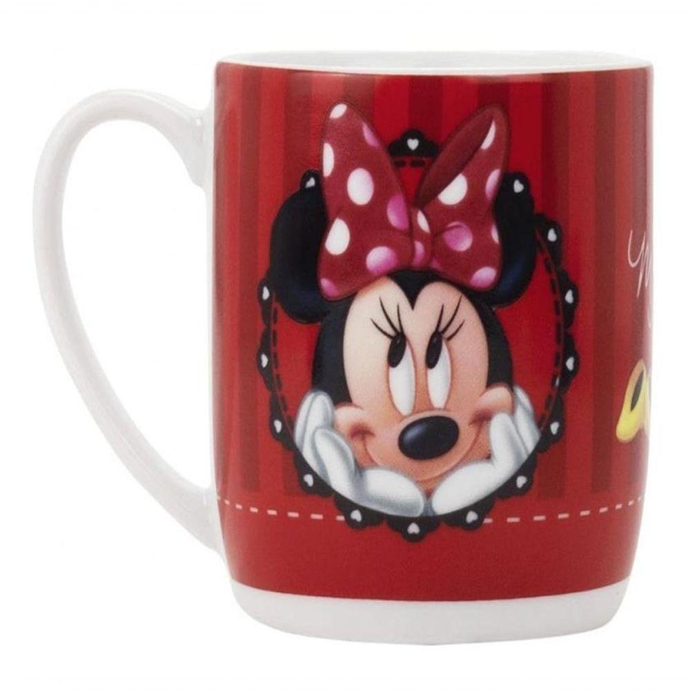 Caneca Porcelana Minnie Mouse 300ml Vermelho Disney - 1