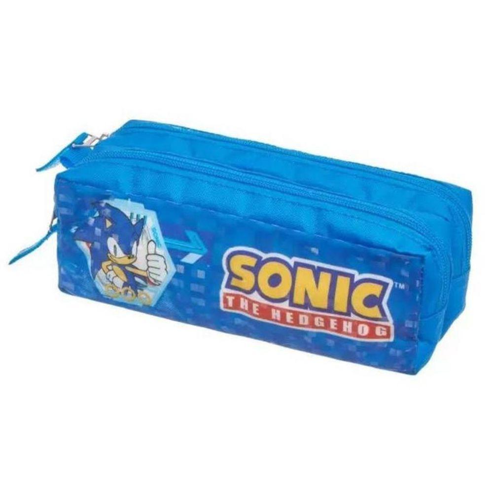 Estojo Duplo Escolar Infantil Sonic Team Squad Azul Pacifc - 1
