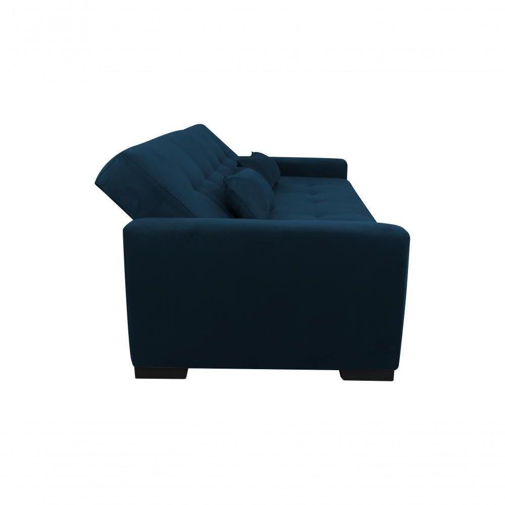 Sofá Cama Lavínia 3 Lugares Suede Azul Matrix - 5