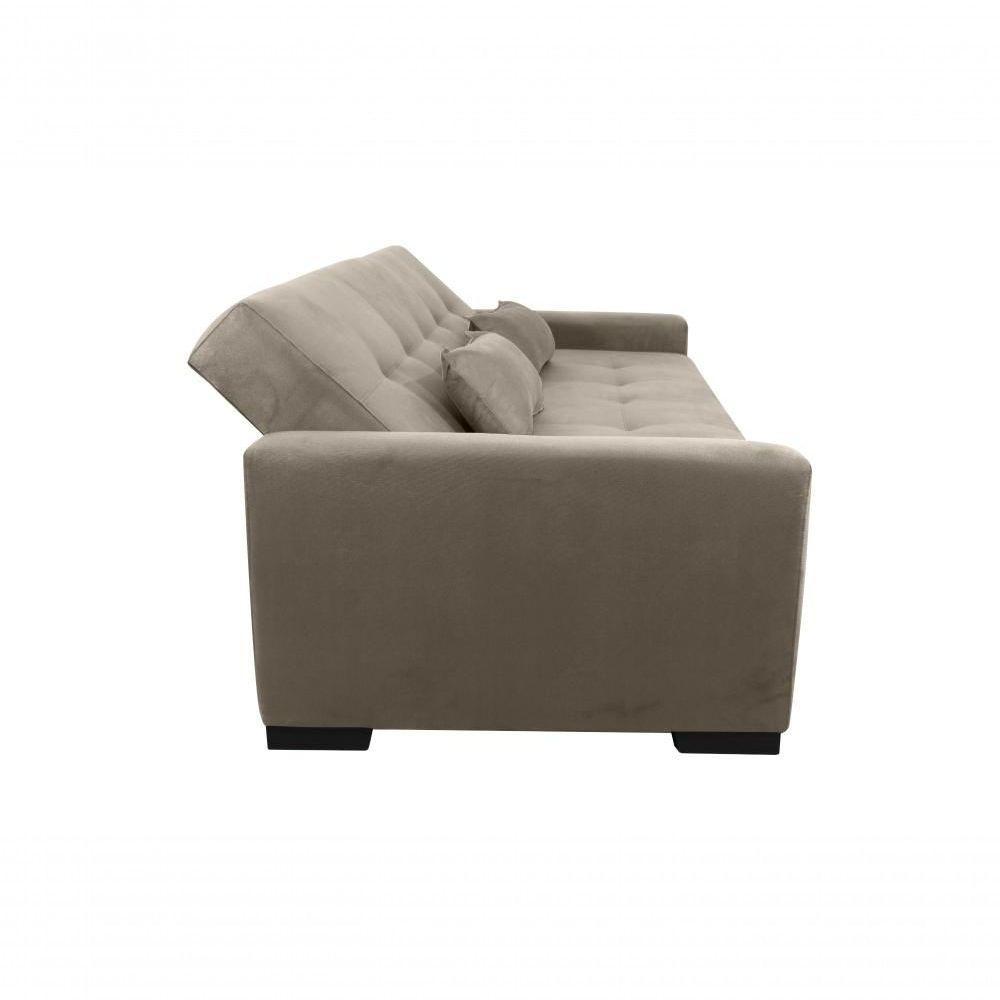 Sofá Cama Lavínia 3 Lugares Suede Bege Matrix - 2