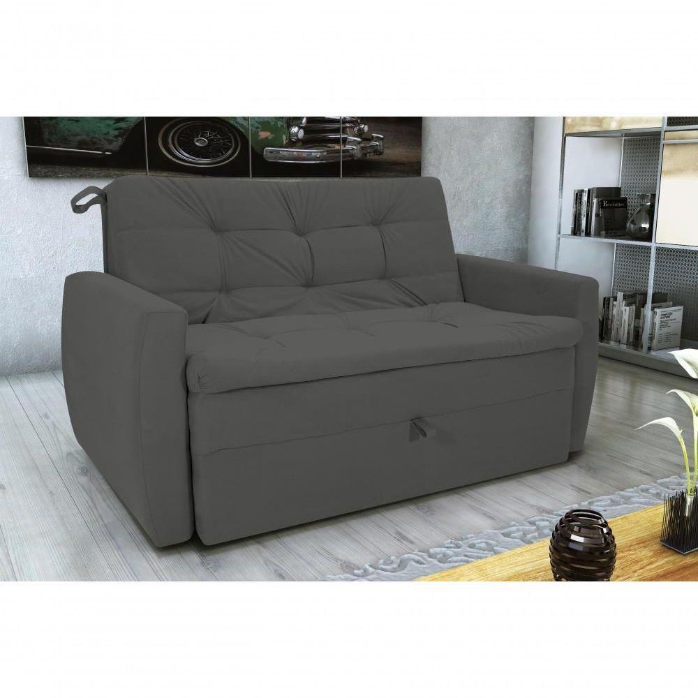 Sofá Cama Meg 2 Lugares Suede Cinza Matrix - 1