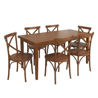 Conjunto Sala De Jantar E Cozinha Com 6 Cadeiras X Madeira Maciça Amêndoa