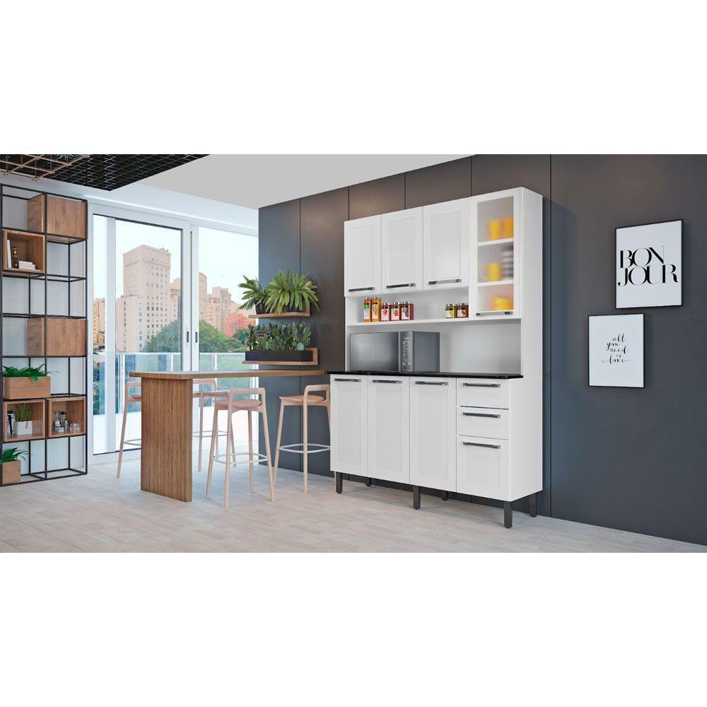 Kit Cozinha Florença 140cm Com 8 Portas E 2 Gavetas Itatiaia Branco - 1