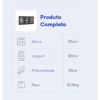 Armário Aéreo New Premium 120cm 3 Portas Com Vidro Itatiaia Grafite - 3