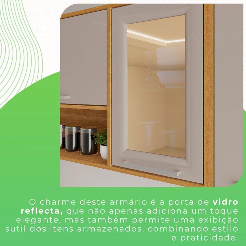 Cozinha Compacta Cooktop 12 Portas 2 Gavetas Paris Sallêto Cinamomo Com Off White - 4