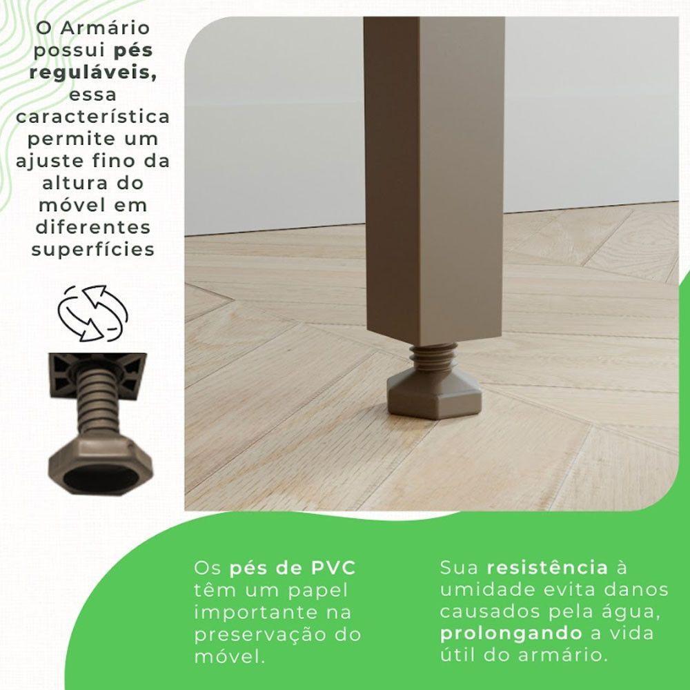 Cozinha Compacta Cooktop 12 Portas 2 Gavetas Paris Sallêto Cinamomo Com Off White - 5