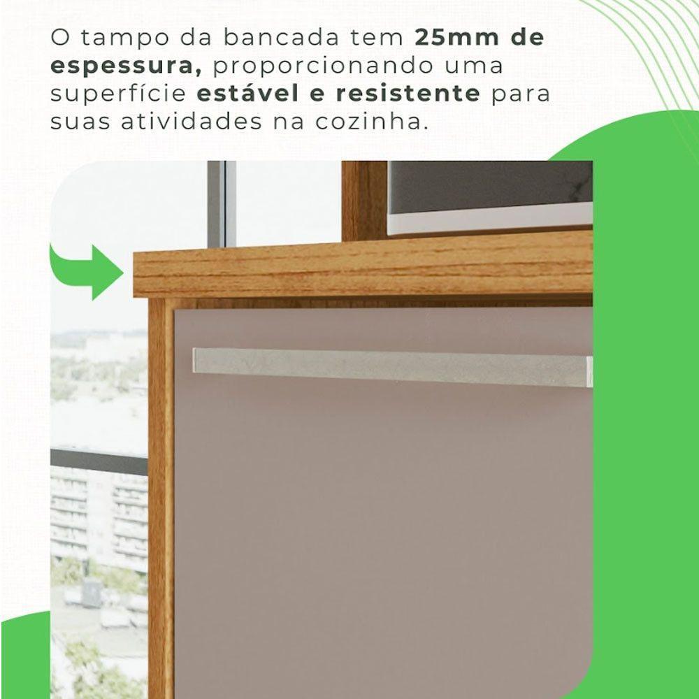 Cozinha Compacta Cooktop 12 Portas 2 Gavetas Paris Sallêto Cinamomo Com Off White - 6