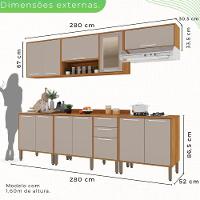 Cozinha Compacta Cooktop 12 Portas 2 Gavetas Paris Sallêto Cinamomo Com Off White - 10