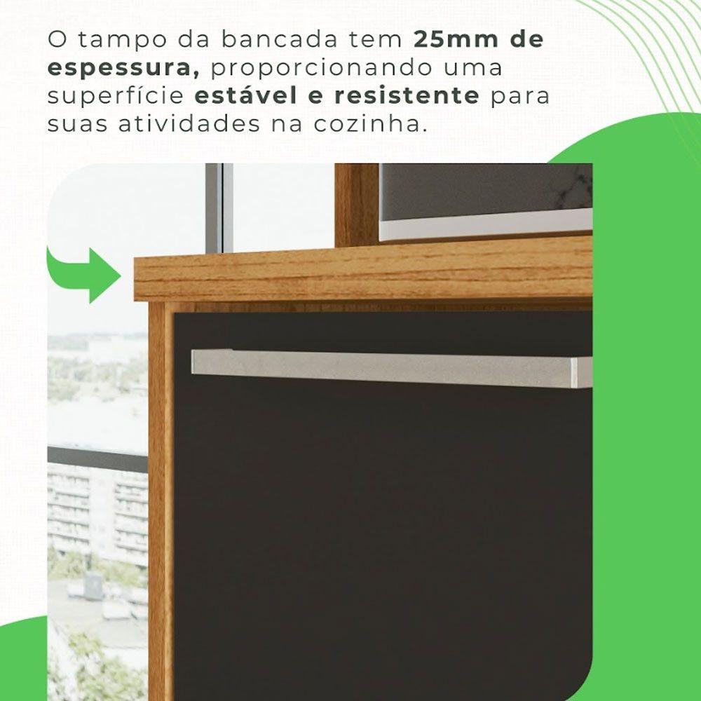 Cozinha Compacta Cooktop 12 Portas 2 Gavetas Paris Sallêto Cinamomo Com Grafite - 2