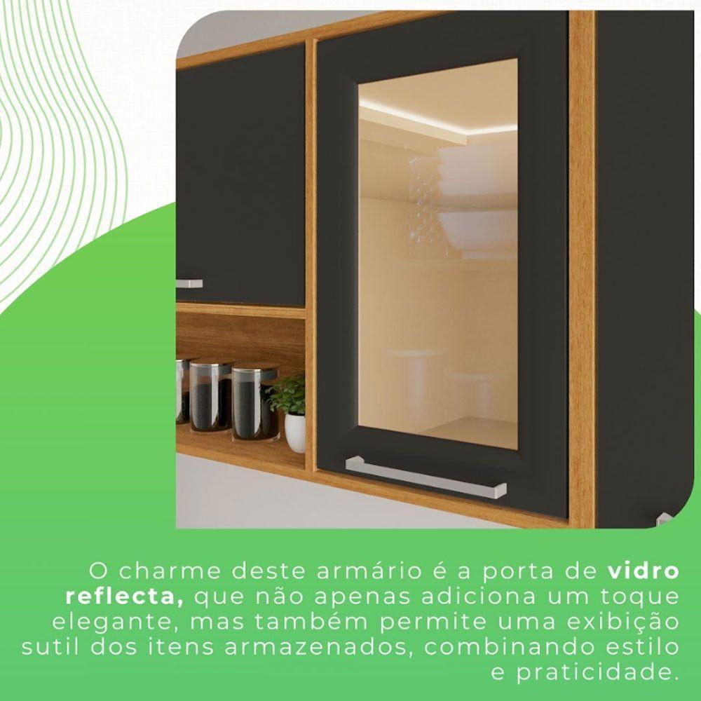 Cozinha Compacta Cooktop 12 Portas 2 Gavetas Paris Sallêto Cinamomo Com Grafite - 5