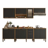 Cozinha Compacta Cooktop 12 Portas 2 Gavetas Paris Sallêto Cinamomo Com Grafite - 1